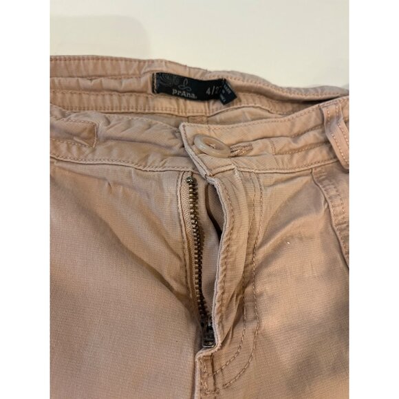 Prana Womens Beige Cargo Shorts Size 4 With Pockets & Button Closure - Picture 2 of 8